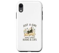 Just a Girl Who Loves Books and Cats Pastel Reading Cat Carcasa para iPhone XR