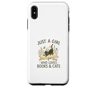 Just a Girl Who Loves Books and Cats Pastel Reading Cat Carcasa para iPhone XS MAX