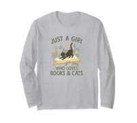 Just a Girl Who Loves Books and Cats Pastel Reading Cat Manga Larga