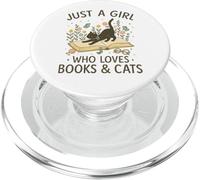 Just a Girl Who Loves Books and Cats Pastel Reading Cat PopSockets PopGrip para MagSafe