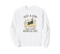 Just a Girl Who Loves Books and Cats Pastel Reading Cat Sudadera