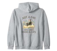 Just a Girl Who Loves Books and Cats Pastel Reading Cat Sudadera con Capucha