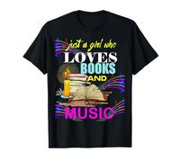 Just A Girl Who Loves Books And Music Regalo divertido para niña Camiseta