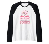 Just A Girl Who Loves Books Butterfly Aesthetic Camiseta Manga Raglan