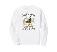 Just a Girl Who Loves Books & Cats Cute Reading Cat Sudadera
