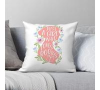 Just A Girl Who Loves Books - Funda de almohada cuadrada de poliéster y lino, terciopelo, con cremallera, decoración creativa para habitación