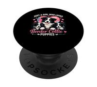 Just a Girl Who Loves Border Collie Puppies Cute Dog Heart PopSockets PopGrip Adhesivo