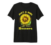 Just A Girl Who Loves Boxers Dog Funny Sunflower Boxer Camiseta Premium