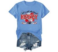 Just a Girl Who Loves - Camiseta de hockey con cuello redondo y cuello en V, Crew-Carolina Blue, S