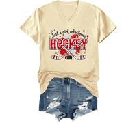 Just a Girl Who Loves - Camiseta de hockey con cuello redondo y cuello en V, Cuello en V, amarillo cremoso, S