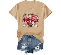 Just a Girl Who Loves - Camiseta de hockey con cuello redondo y cuello en V, Cuello en V, caqui, M