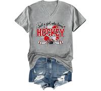 Just a Girl Who Loves - Camiseta de hockey con cuello redondo y cuello en V, Cuello en V, gris, XL