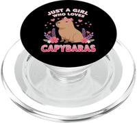 Just a Girl Who Loves Capybaras Cute Pink Bow Art PopSockets PopGrip para MagSafe