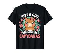 Just a Girl Who Loves Capybaras Kawaii Floral Mujeres Niñas Camiseta