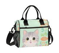 Just A Girl Who Loves Cat - Bolsa de almuerzo minimalista para el trabajo, con correa para el hombro, para gimnasio, talla S