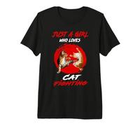 Just A Girl Who Loves Cat Fighting Funny Kitten Cats Lovers Camiseta Premium