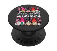 Just A Girl Who Loves Cats and Gnomes For Women Funny Saying PopSockets PopGrip Adhesivo