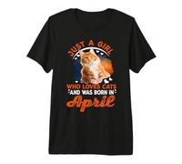 Just A Girl Who Loves Cats and Was Born In April Birthday Camiseta Premium