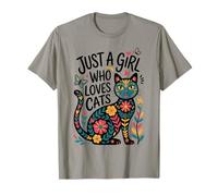Just a Girl Who Loves Cats - Folk Art Style Kitty Camiseta