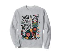 Just a Girl Who Loves Cats - Folk Art Style Kitty Sudadera