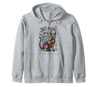 Just a Girl Who Loves Cats - Folk Art Style Kitty Sudadera con Capucha