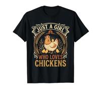Just A Girl Who Loves Chickens Floral Farmhouse Barn Camiseta gráfica económica, Hombre, Negro, XL