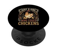 Just A Girl Who Loves Chickens Floral Farmhouse Barn PopSockets PopGrip Adhesivo