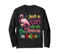 Just A Girl Who Loves Christmas In August Camisa de Verano para niñas Manga Larga