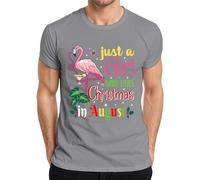 Just a Girl Who Loves Christmas in August Flamingo Tropical Beach - Camiseta para hombre, gris, S