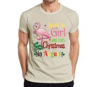 Just a Girl Who Loves Christmas in August Flamingo Tropical Beach - Camiseta para hombre, naturaleza, XL