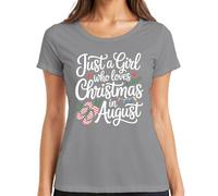 Just a Girl who Loves Christmas in August Summer Flip Flops Gift - Camiseta para mujer, gris, L