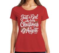 Just a Girl who Loves Christmas in August Summer Flip Flops Gift - Camiseta para mujer, rojo, XL