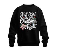 Just a Girl who Loves Christmas in August Summer flip flops Gift Unisex Sudadera, Negro , XXL