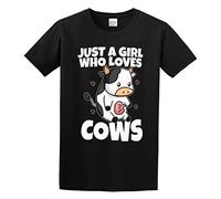 Just A Girl Who Loves Cow Milk Farmer Cow Costume J M Transparent Unisex 100% Cotton Short-Sleeve T-Shirts Black L
