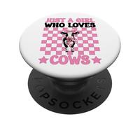 Just A Girl Who Loves Cows Productor lechero Coqueta de cría de Vacas PopSockets PopGrip Adhesivo