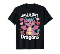 Just a Girl Who Loves Cute Dragons Fantasy Pink Dragon Lover Camiseta
