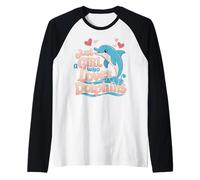 Just a Girl Who Loves Dolphin Camiseta Manga Raglan