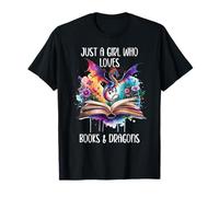 Just a Girl Who Loves Dragons and Books Fantasy Book Dragon Camiseta