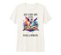 Just a Girl Who Loves Dragons and Books Fantasy Book Dragon Camiseta Premium