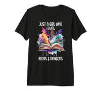 Just a Girl Who Loves Dragons and Books Fantasy Book Dragon Camiseta Premium