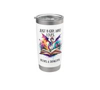 Just a Girl Who Loves Dragons and Books Fantasy Book Dragon Vaso térmico de acero inoxidable de doble pared
