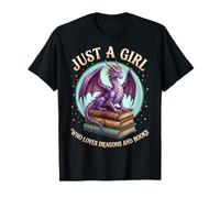Just A Girl Who Loves Dragons and Books - Fantasy Graphic Camiseta