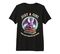 Just A Girl Who Loves Dragons and Books - Fantasy Graphic Camiseta Premium
