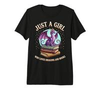 Just A Girl Who Loves Dragons and Books - Fantasy Graphic Camiseta Premium
