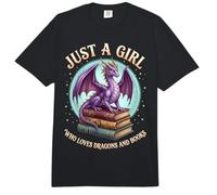 Just A Girl Who Loves Dragons and Books - Fantasy Graphic Comfort Colors Adult Heavyweight T-Shirt