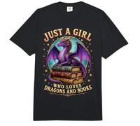 Just A Girl Who Loves Dragons and Books - Fantasy Graphic Comfort Colors Adult Heavyweight T-Shirt