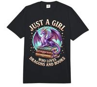 Just A Girl Who Loves Dragons and Books - Fantasy Graphic Comfort Colors Adult Heavyweight T-Shirt