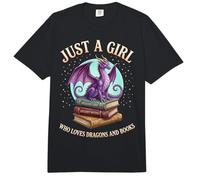 Just A Girl Who Loves Dragons and Books - Fantasy Graphic Comfort Colors Adult Heavyweight T-Shirt