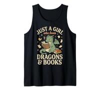 Just A Girl Who Loves Dragons and Books Lector De Fantasía Camiseta sin Mangas