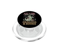 Just A Girl Who Loves Dragons and Books Lector De Fantasía PopSockets PopGrip para MagSafe